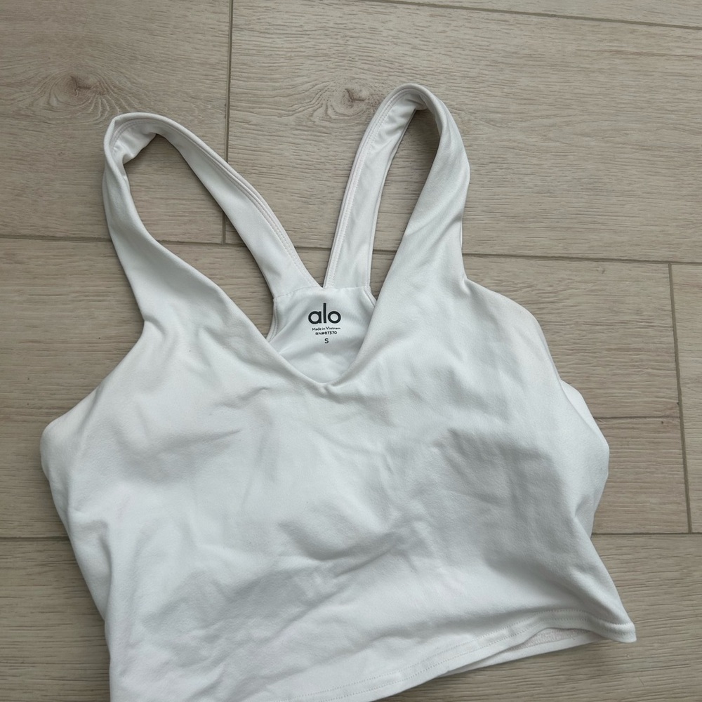 ALO Yoga White Racerback Sports Bra Top
